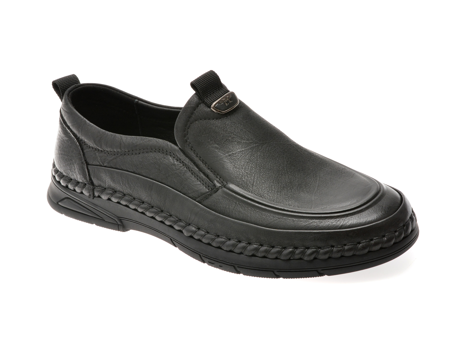 Mocasini OTTER negri din piele naturală