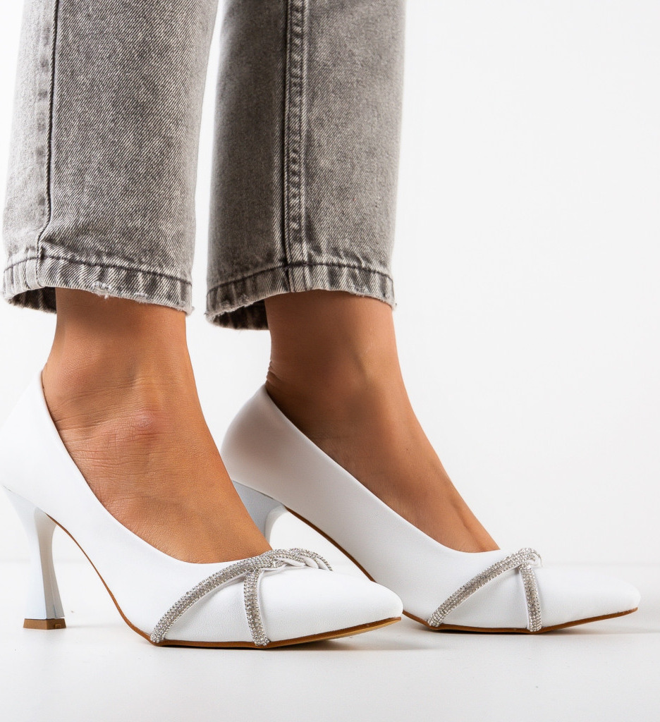 Pantofi cu Toc Yajo Albi - Eleganță Asigurată - imagine 3