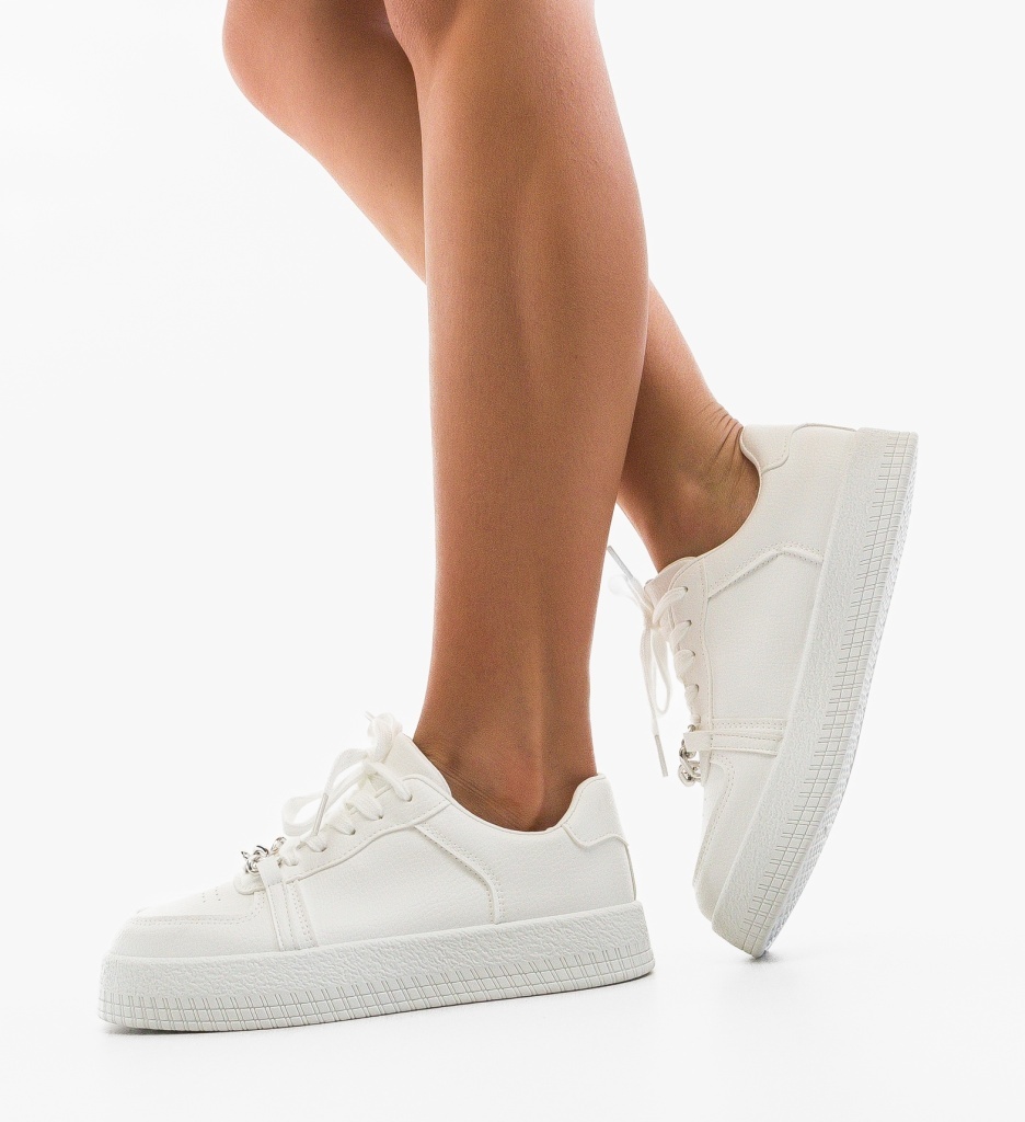 Sneakers Dama Myrga Albi - Confort și Stil Sport - imagine 5