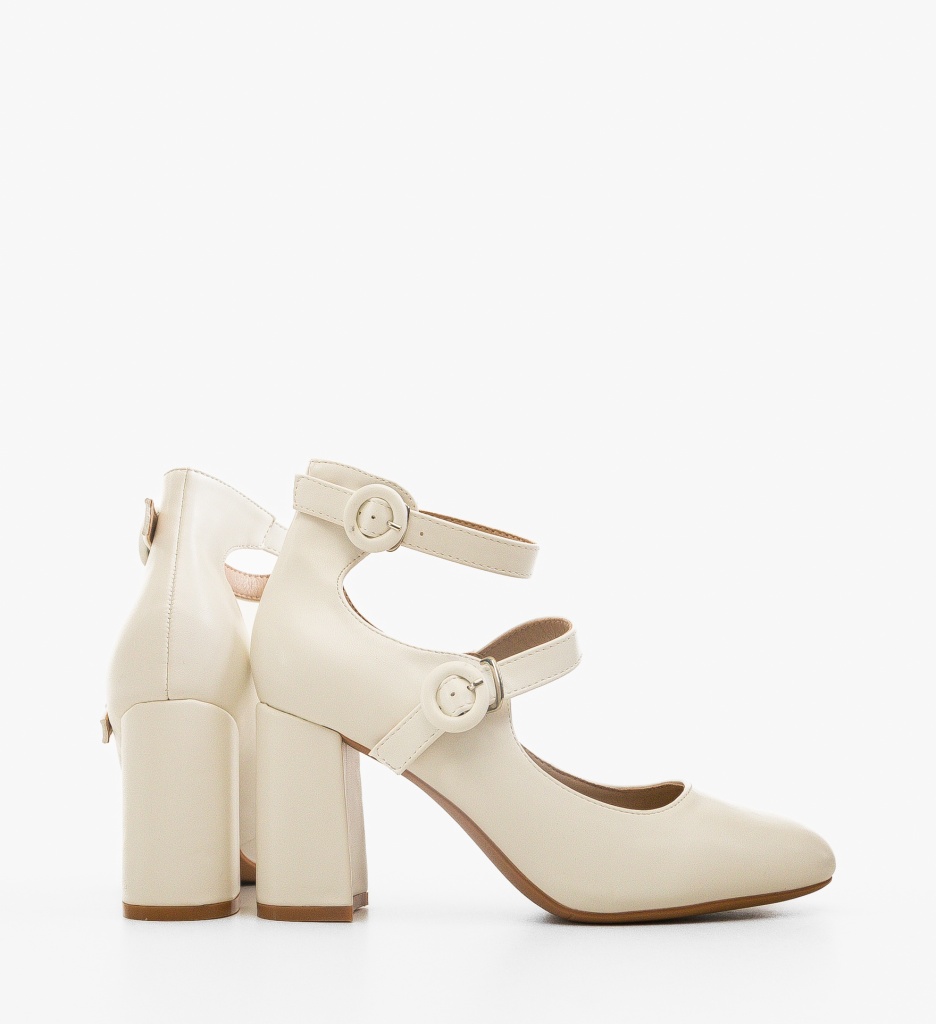 Pantofi Dama Rasthe Albe cu Toc Eleganți - imagine 2