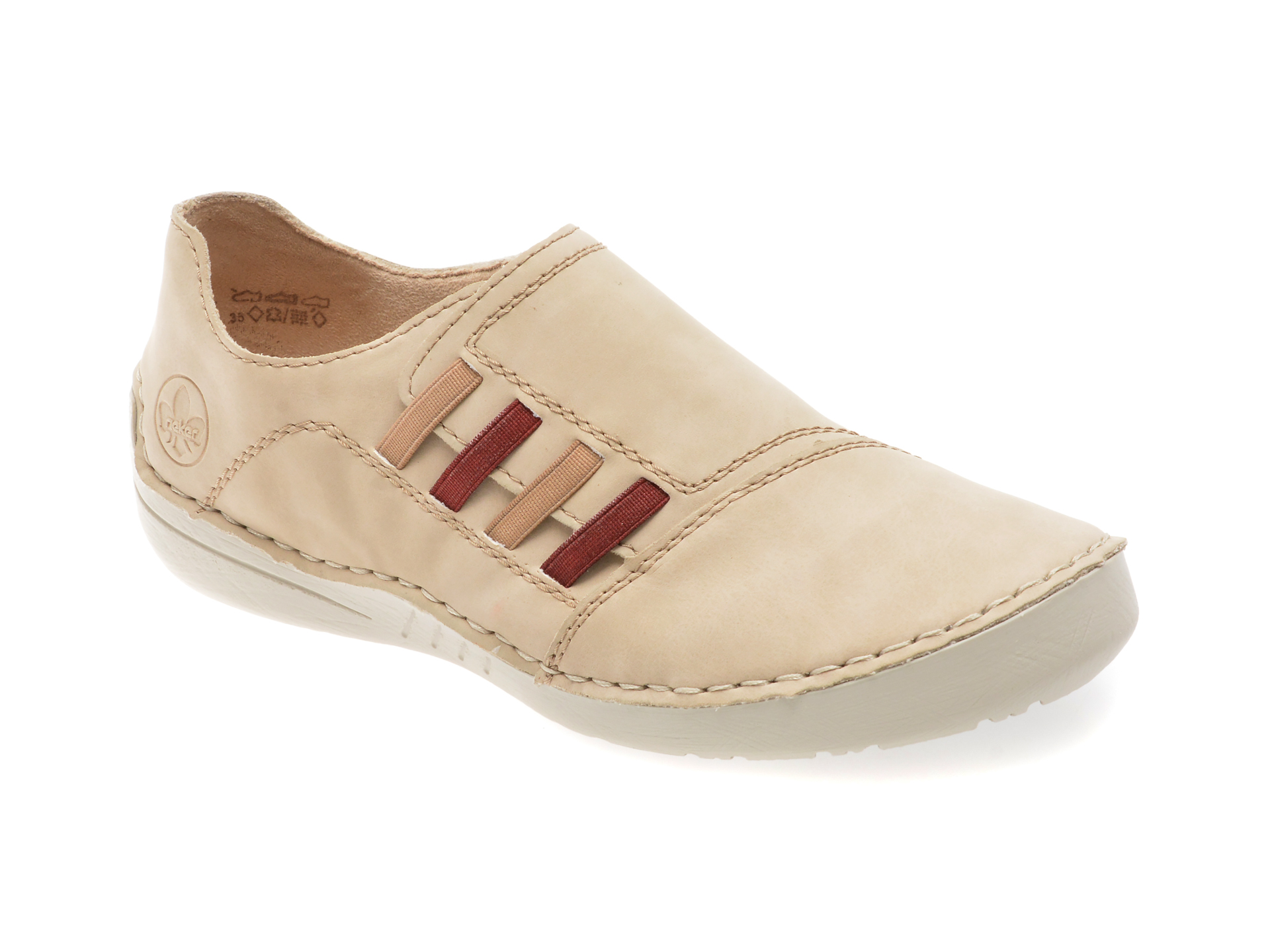 Pantofi RIEKER bej din piele ecologică