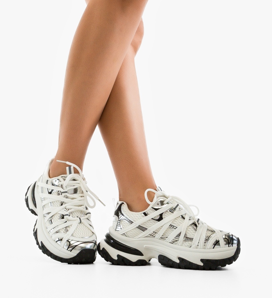 Sneakers Dama Rainbow Argintii | Stil și Confort Sport - imagine 2
