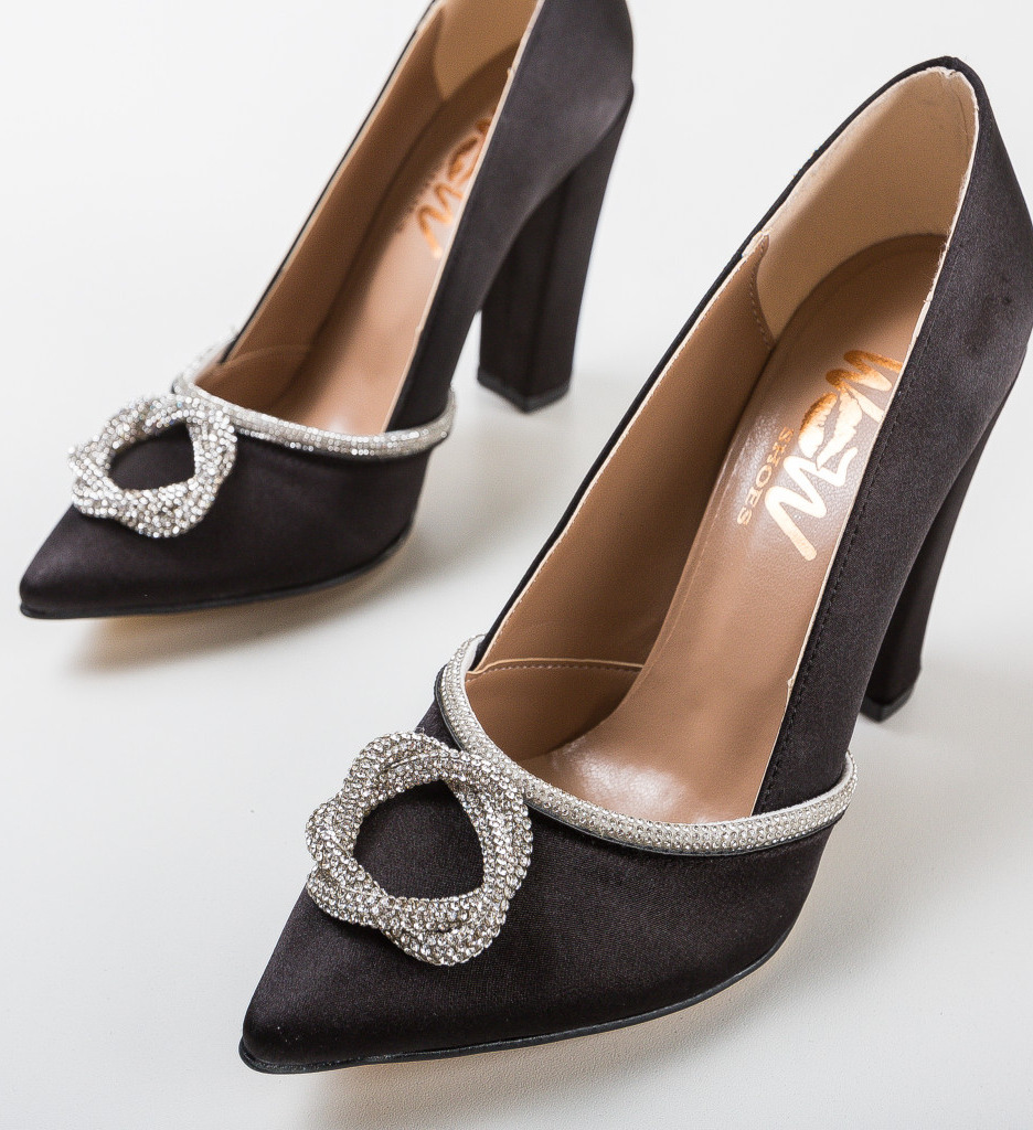 Pantofi Ronati Negri Eleganți cu Toc - imagine 8
