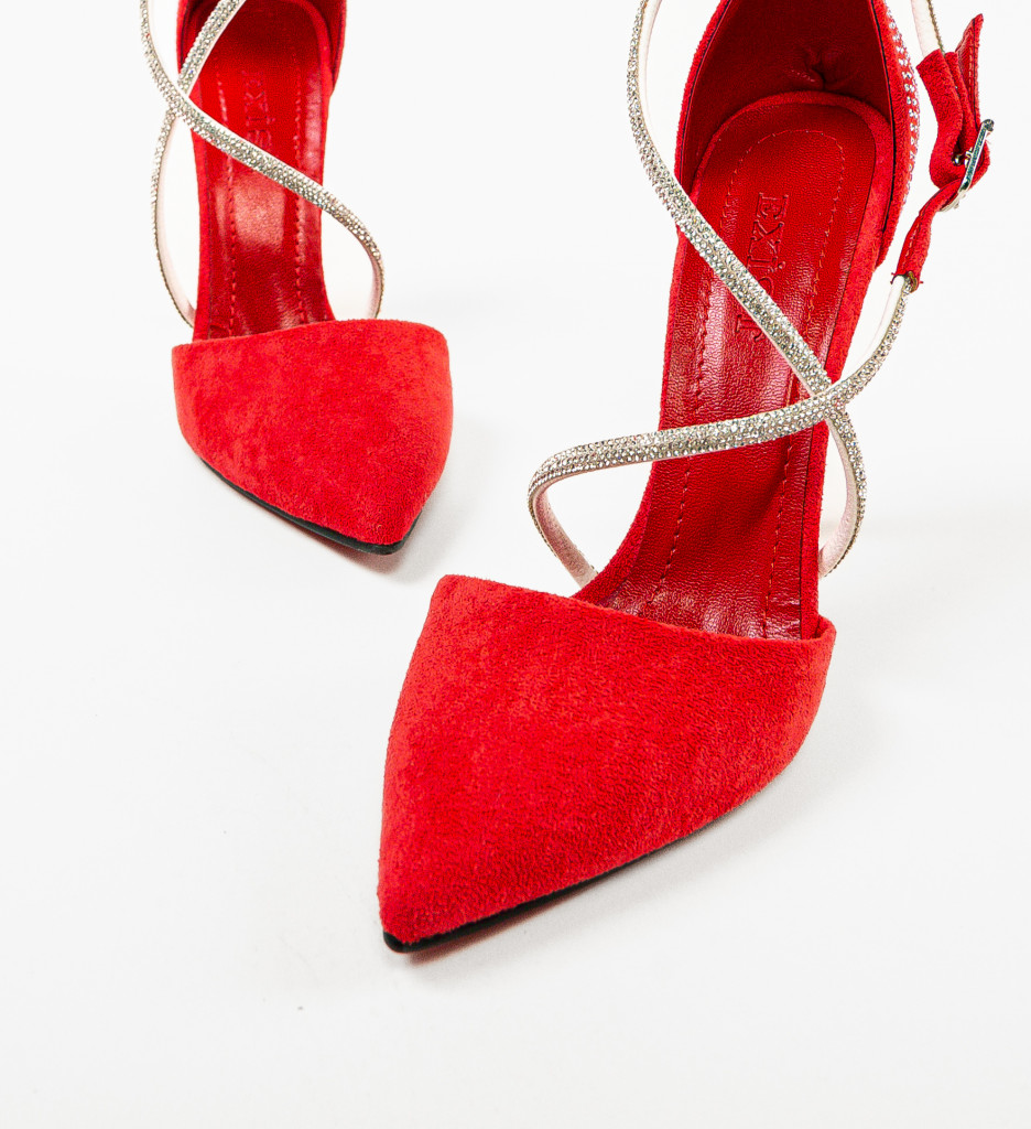 Pantofi dama Roccala rosii cu toc elegant - imagine 6