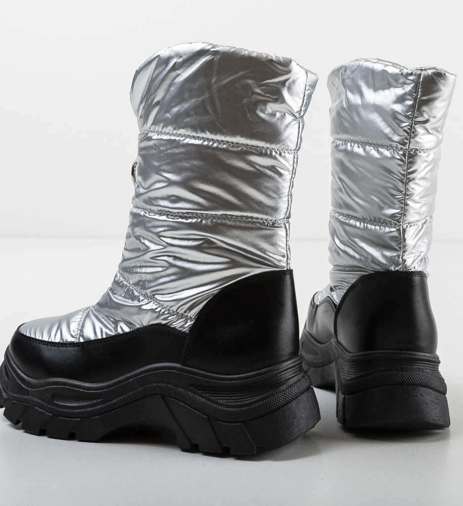 Ghete Dama Argintii Elegante de Ocazie - imagine 6