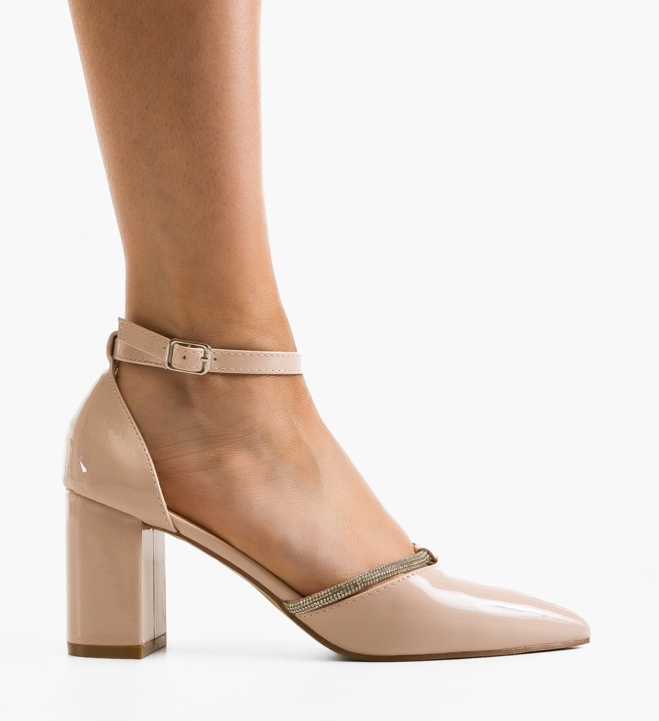 Pantofi Dama cu Toc Delores Beige Eleganți