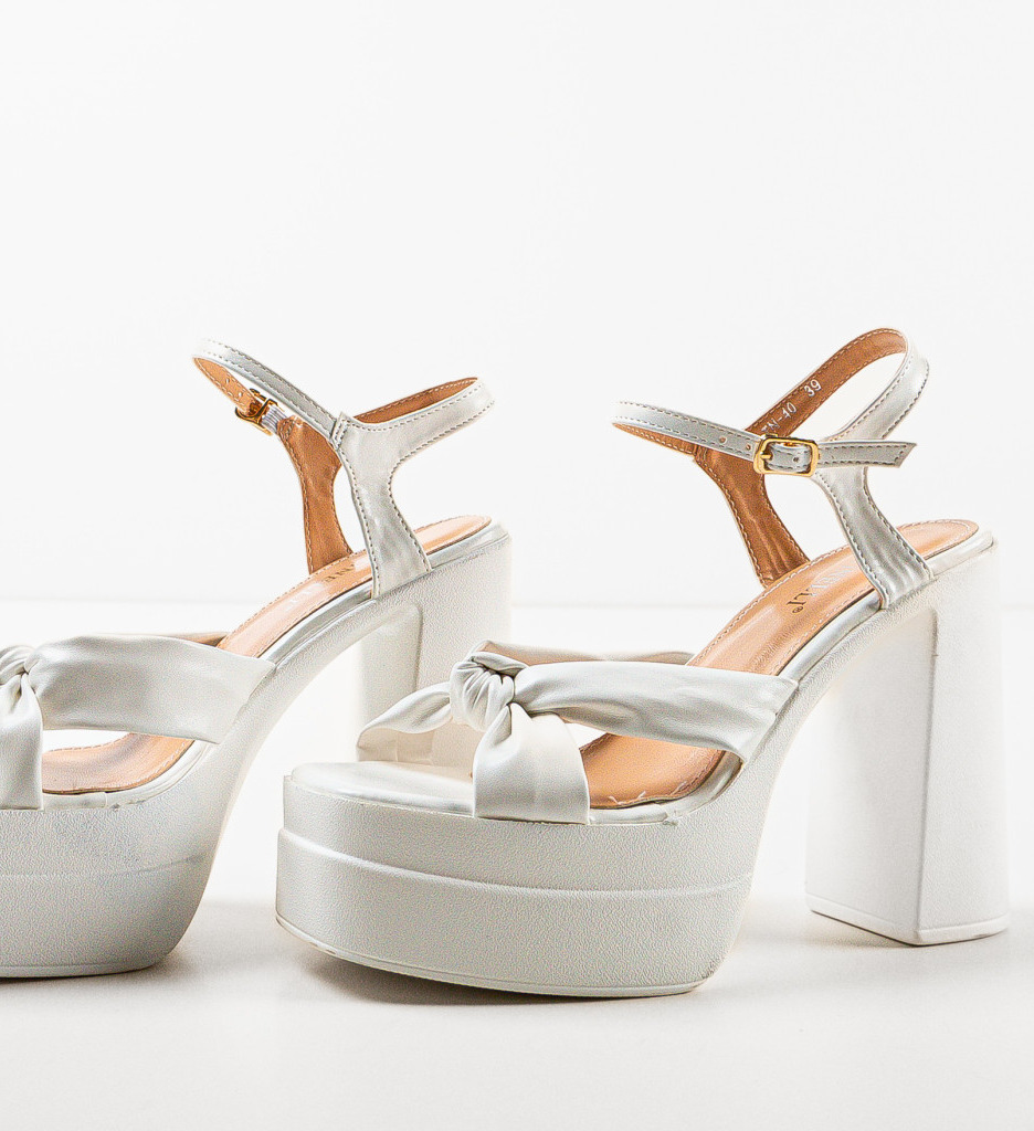 Sandale Finch Albe cu Toc Elegante - imagine 6