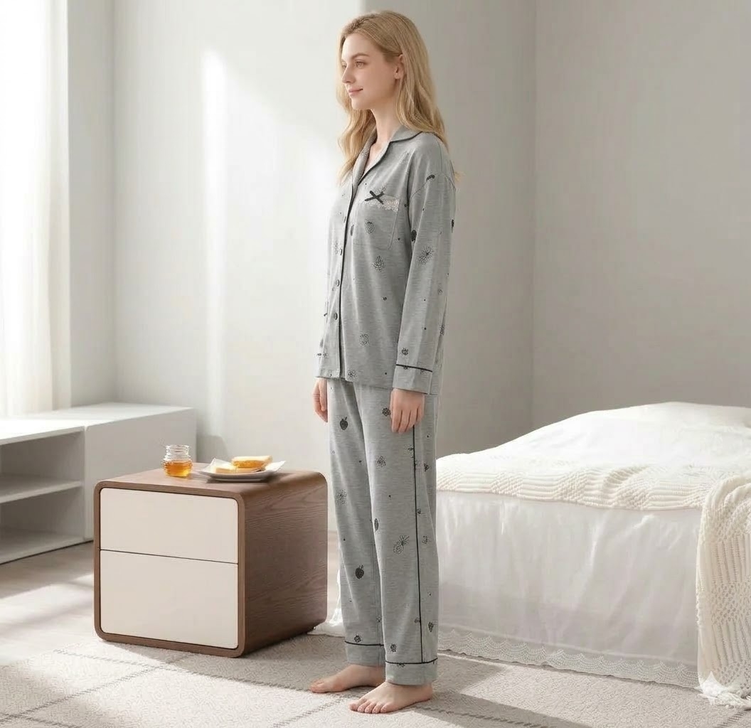 Pijama Dama 2 Bucati 'Warm Love' Gri Inchis | Delis - imagine 3