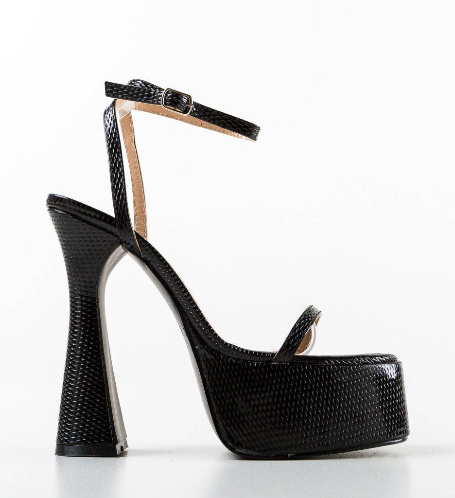 Sandale dama Fabol Negre cu toc elegant - imagine 4