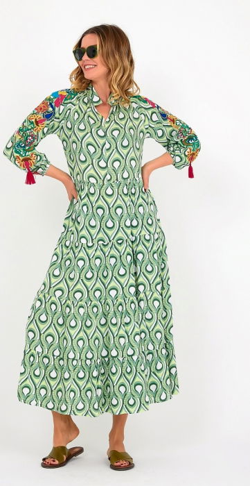 Rochie Vascoza Broderie Vale Woman - Eleganță Verde