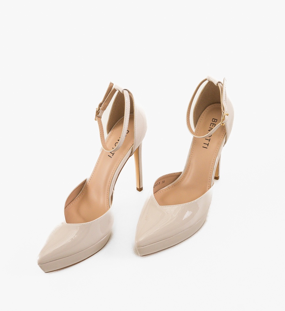 Pantofi Dama Rada Bej cu Toc Eleganți - imagine 6
