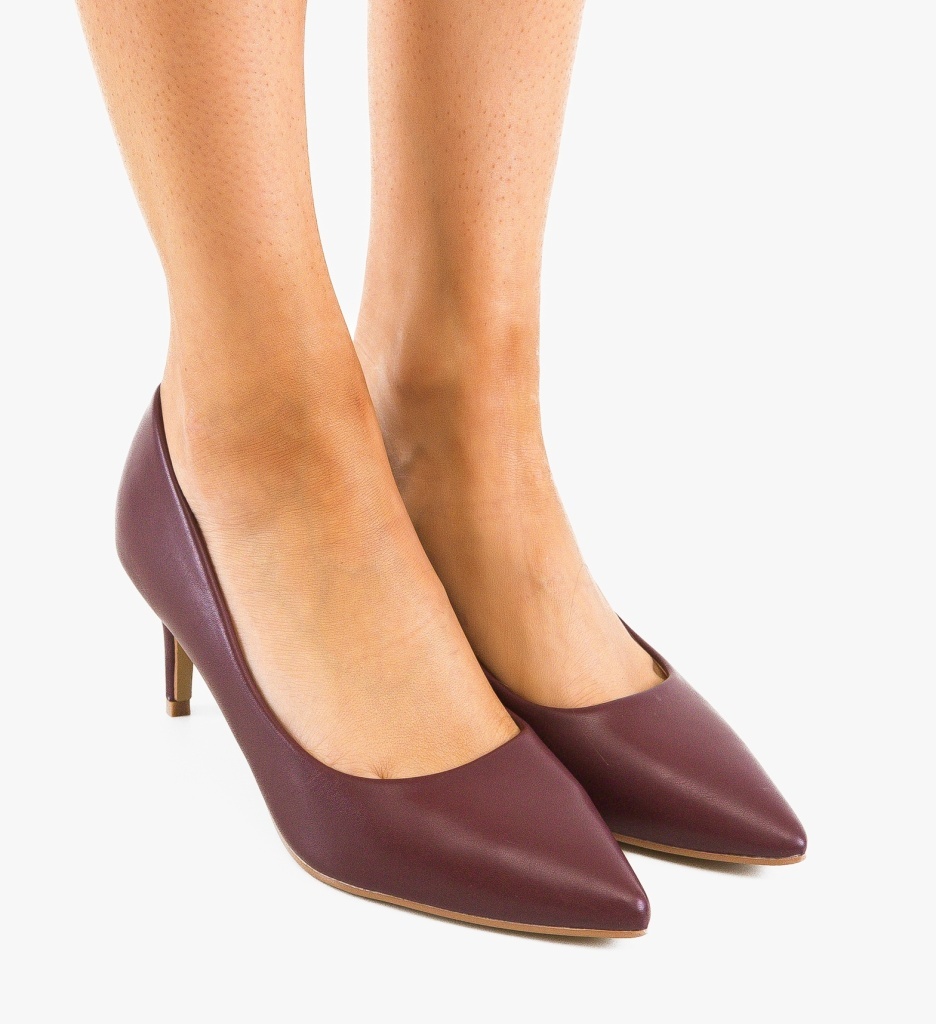 Pantofi Dama Cheloo Grena cu Toc Eleganți - imagine 5