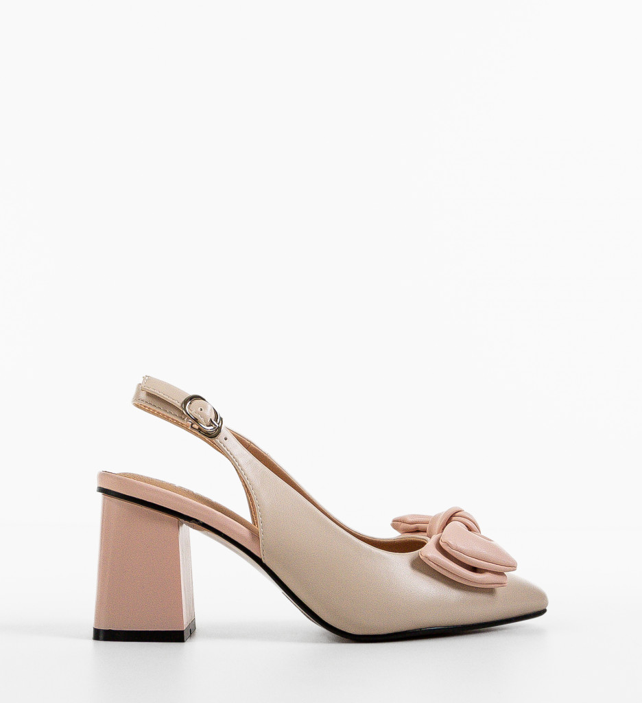 Pantofi Long Depurtat Toc Eleganță Bej - imagine 5