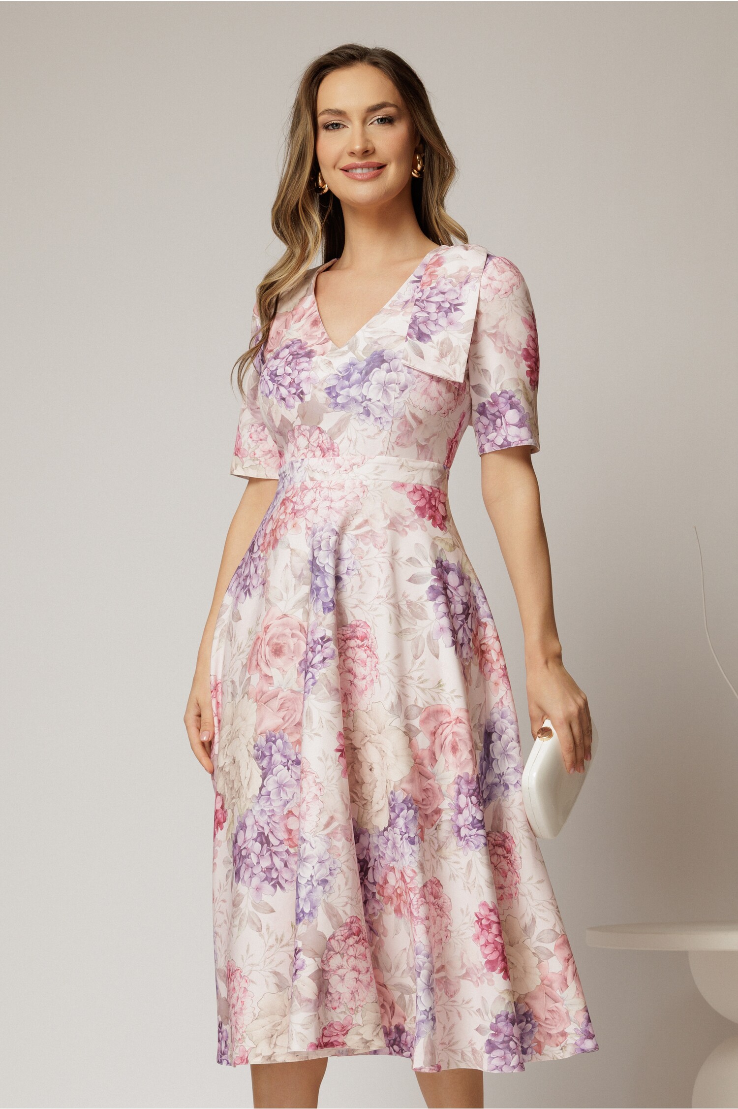 Rochie DY Fashion Midi Lila Clos cu Fundă