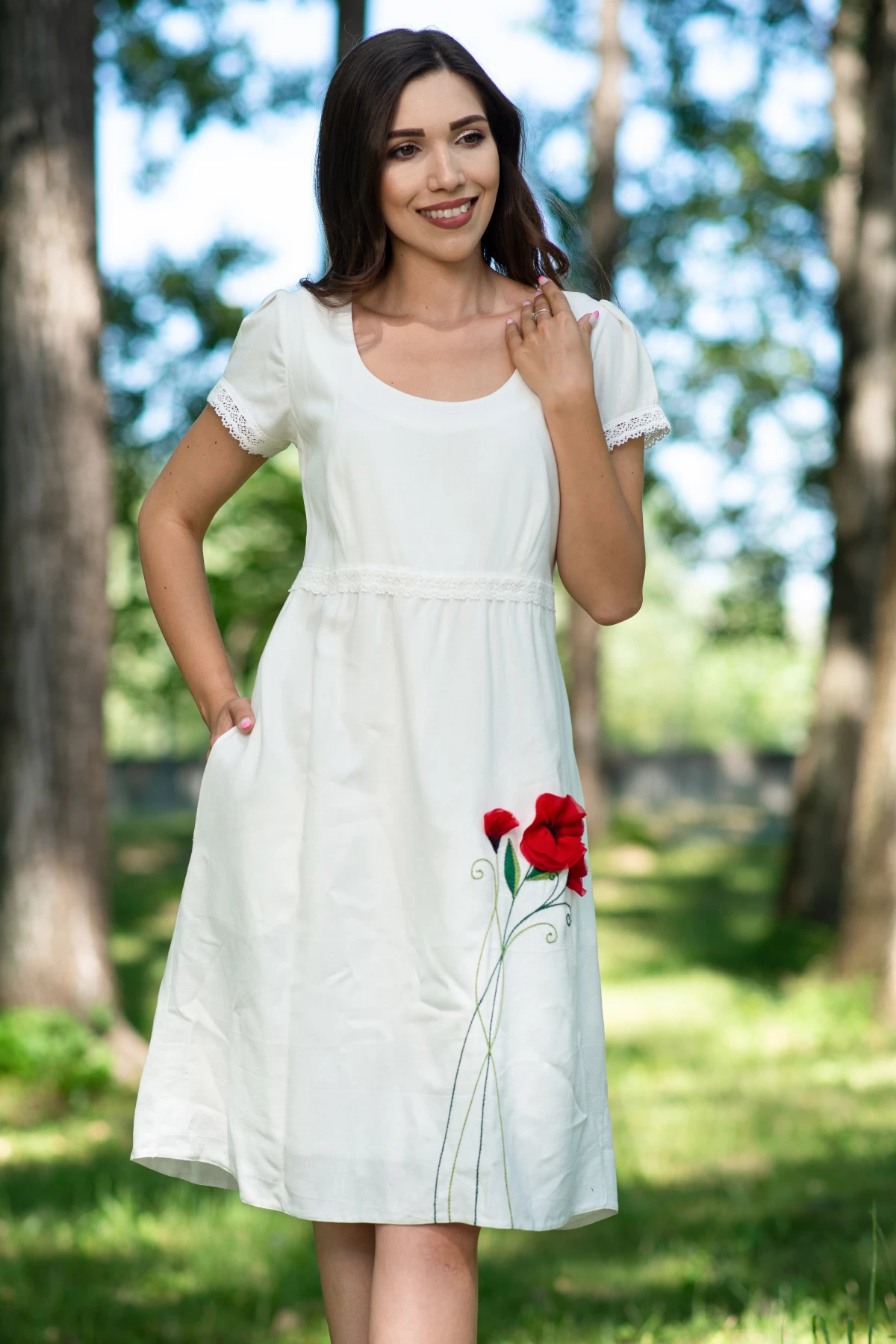 Rochie In Ecru Maci 3D Effect