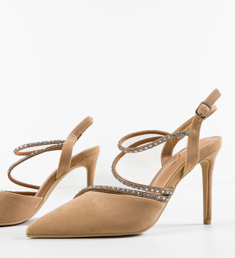 Pantofi Pearce Bej cu Toc Eleganți - imagine 11