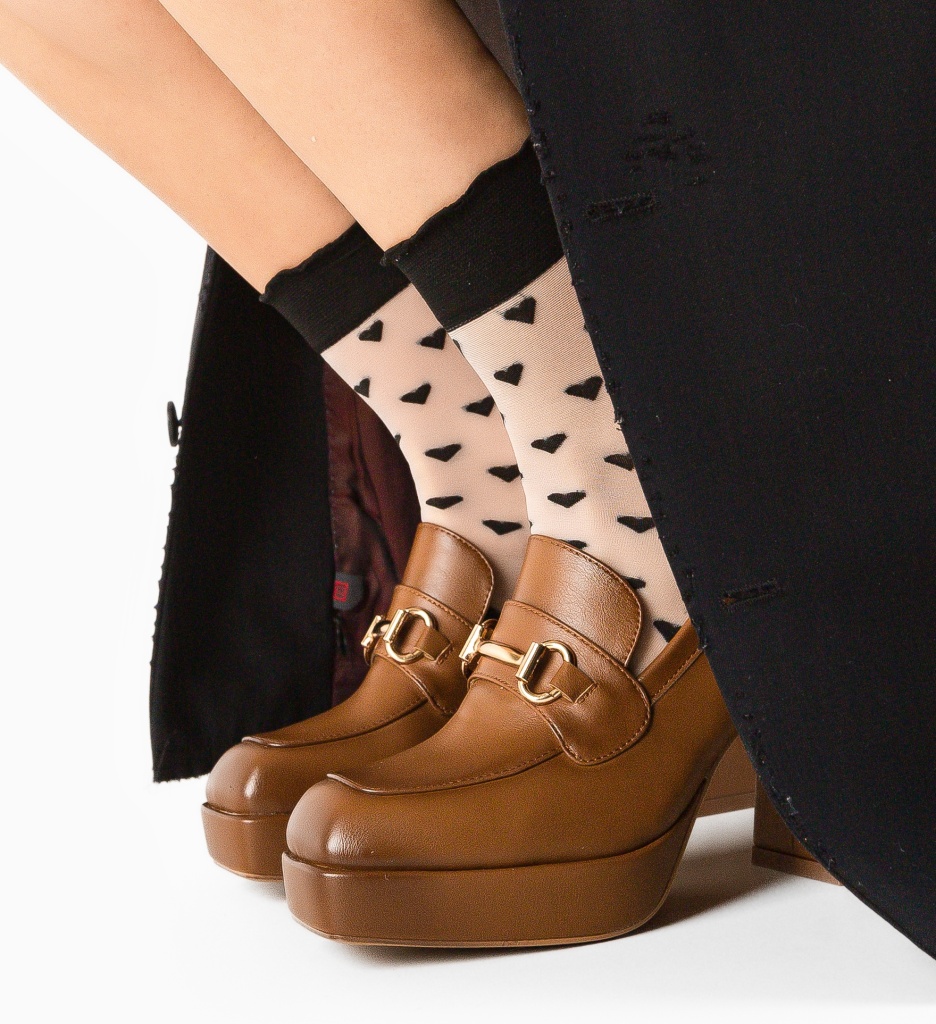 Pantofi Kerry Camel cu Toc Eleganți - imagine 5