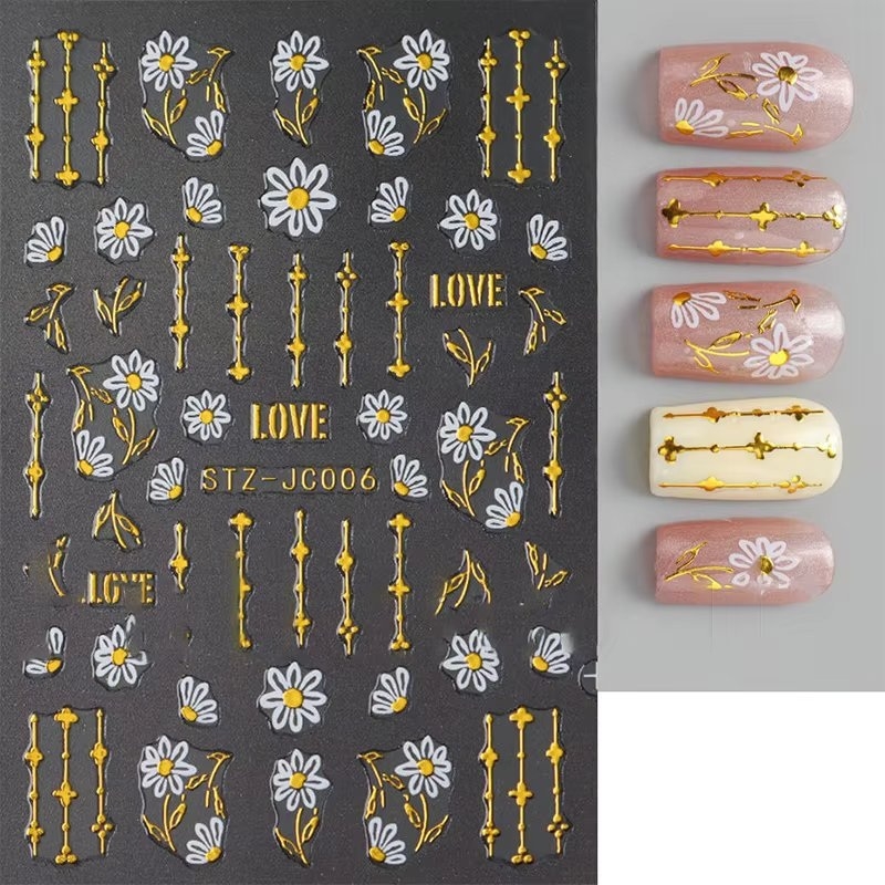 Abtibilduri Unghii Marquise Alb/Auriu | Nail Art Rapid