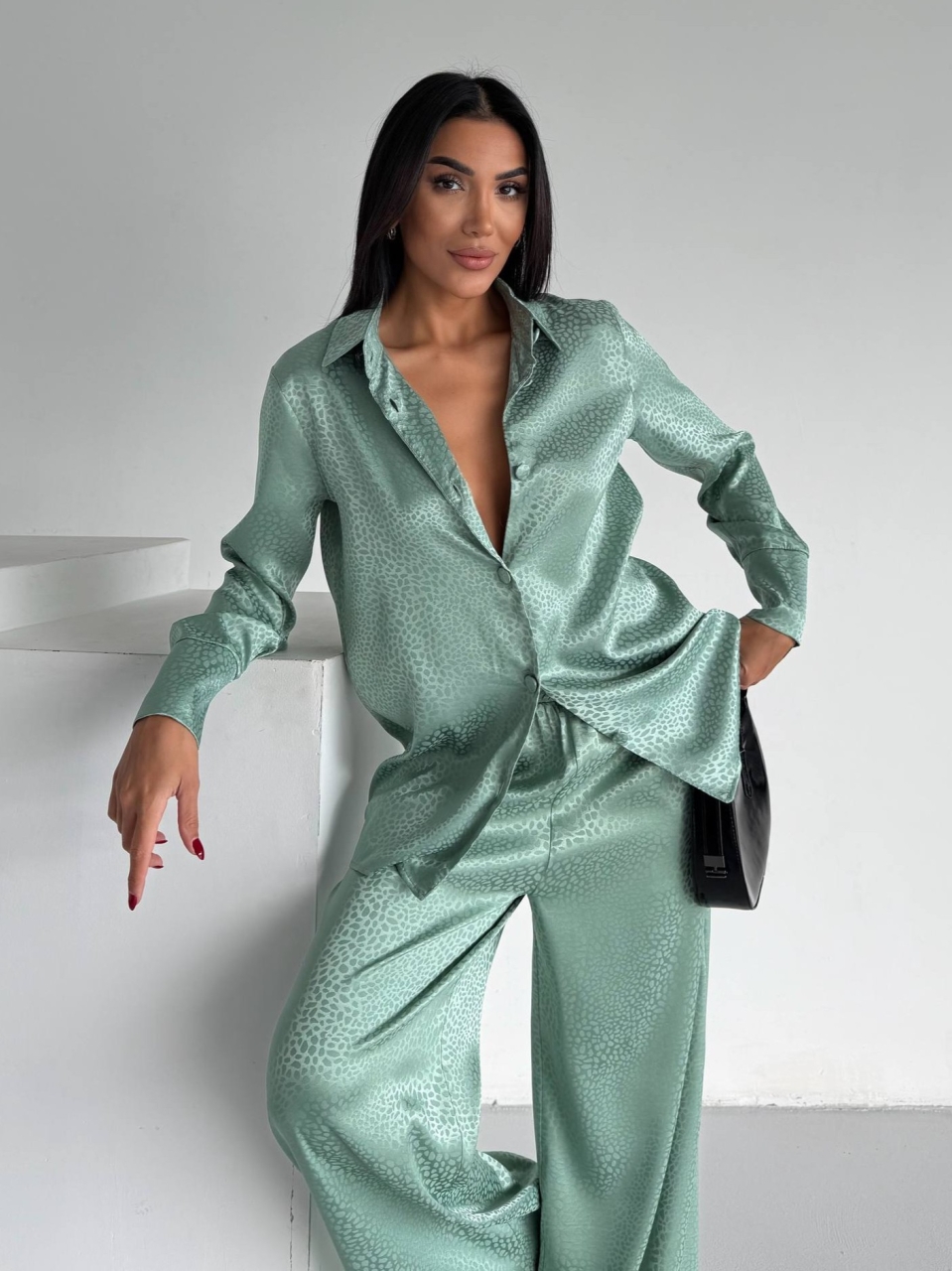 Set Pijama Dama 2 Piese Delis, Verde Menta - imagine 5