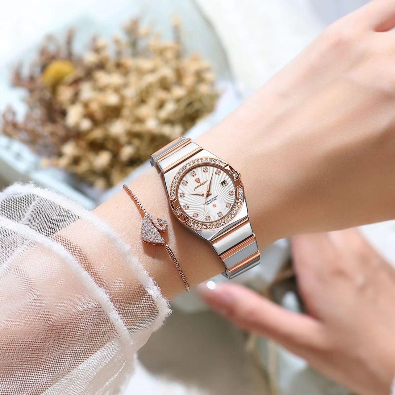 Ceas Poedagar CS1865 Argintiu-Rose Gold - imagine 3
