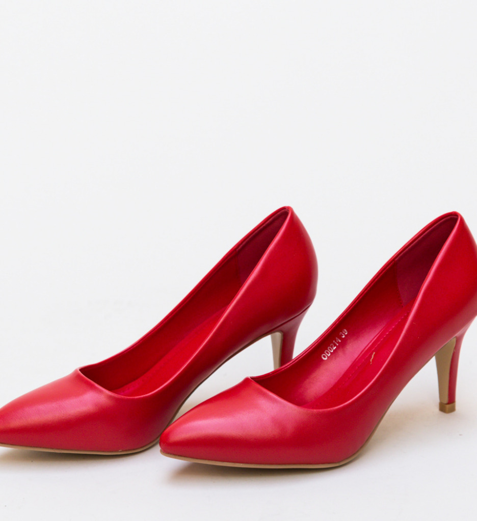 Pantofi Dama Cheloo Rosii cu Toc Eleganți - imagine 4