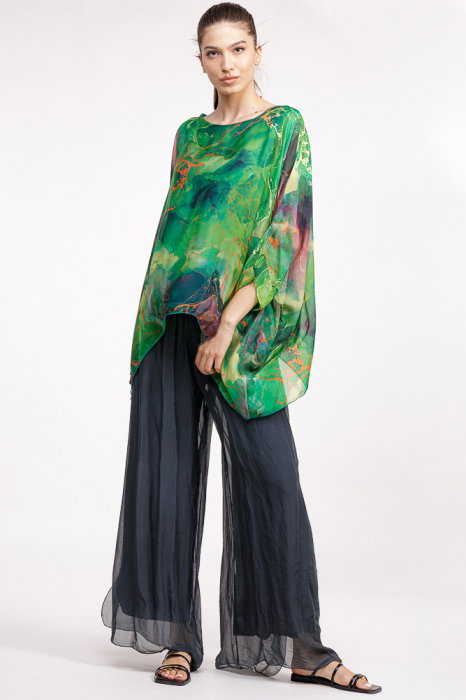Pantaloni Matase Shopika Gri Antracit Eleganti