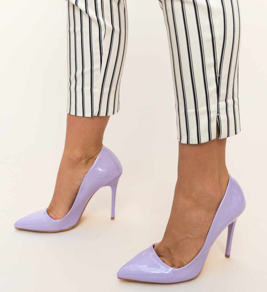 Pantofi Shaggy Mov cu Toc - Stil Elegant - imagine 2