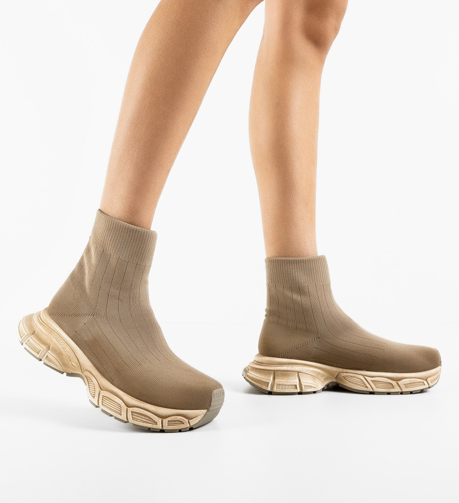 Sneakers Dama Yunus Khaki - Confort & Stil - imagine 3