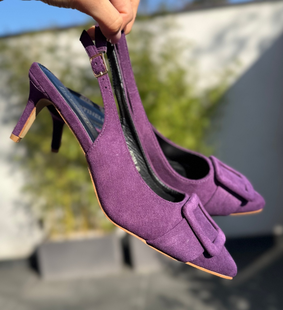 Pantofi Luleo Mov cu Toc Eleganți - imagine 2