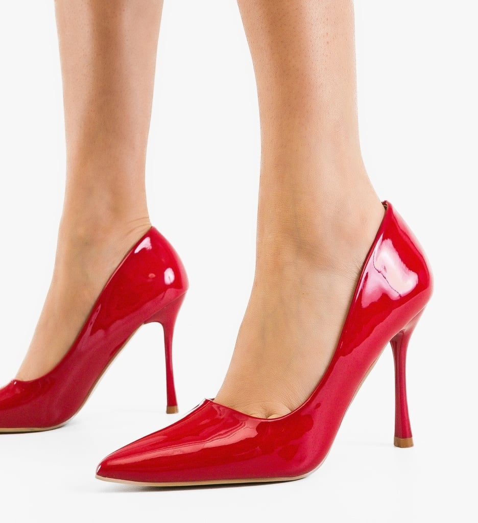 Pantofi Dama Paple Rosii Eleganți cu Toc