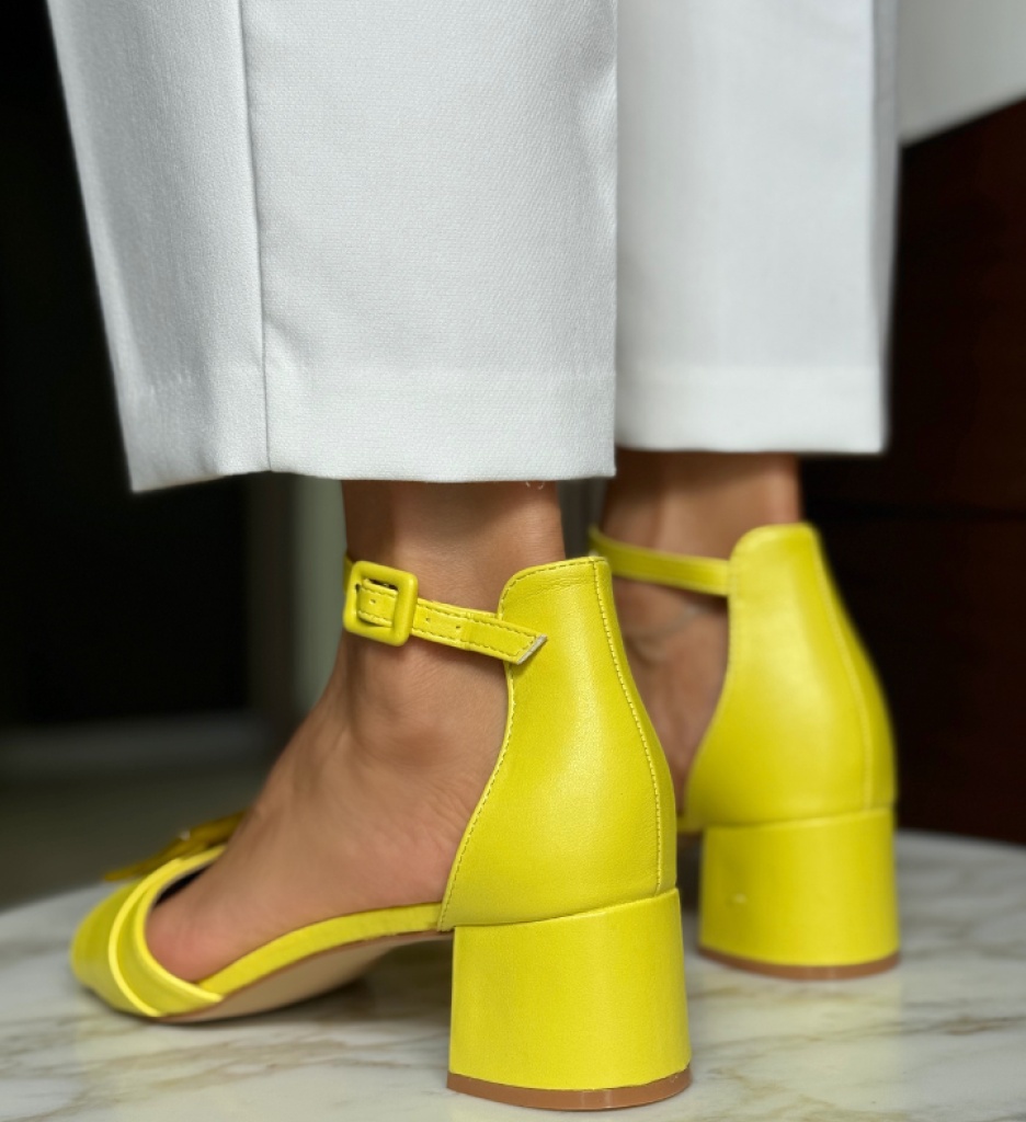 Sandale Toc Galbene Pokazaha - Stil și Eleganță - imagine 3