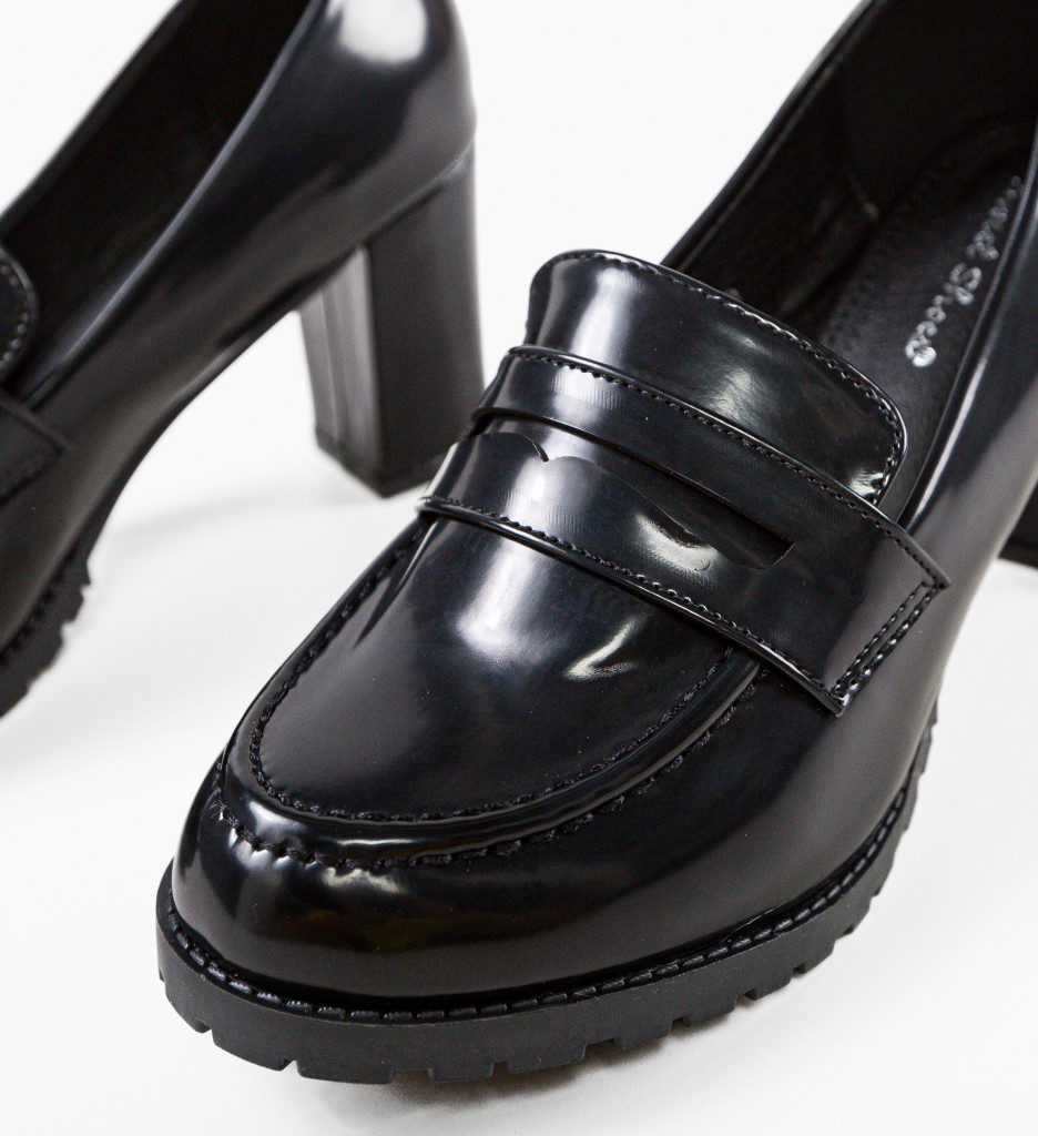 Pantofi Negri cu Toc Eleganți - Model Ingr - imagine 9