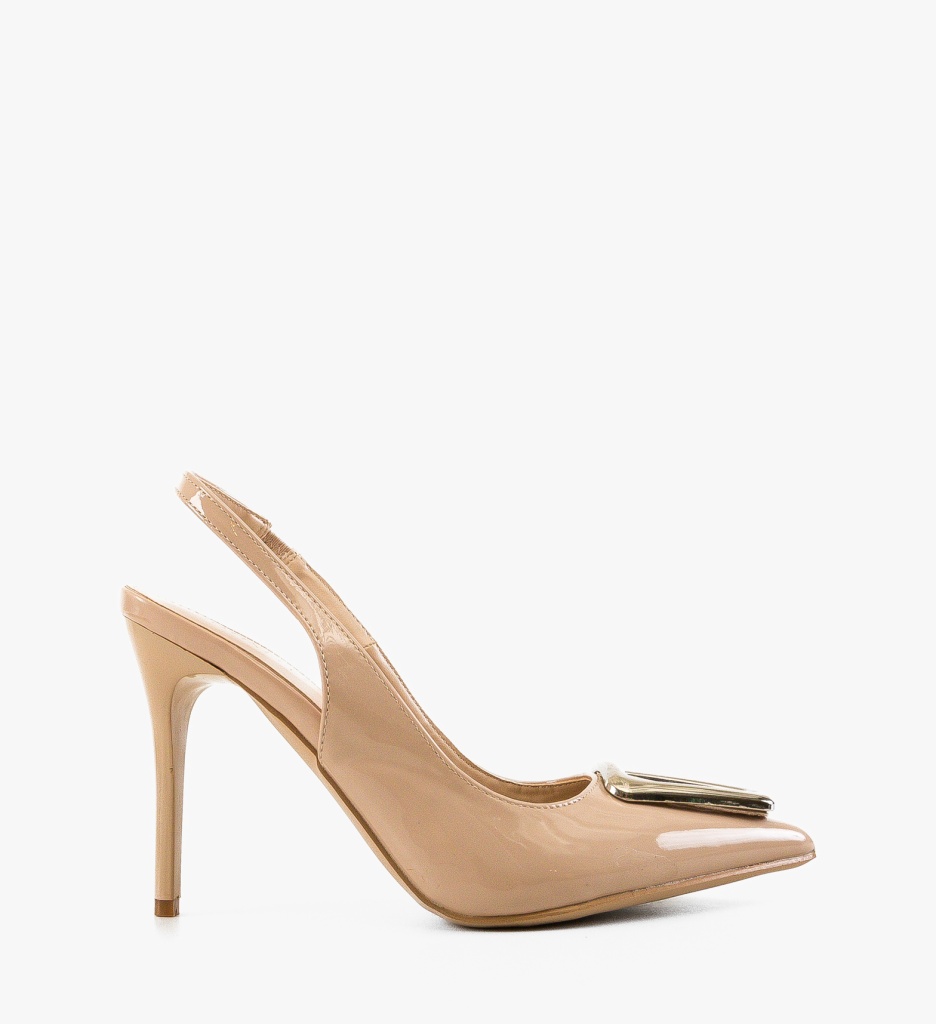 Pantofi dama Bej cu toc - Eleganță Malas - imagine 3