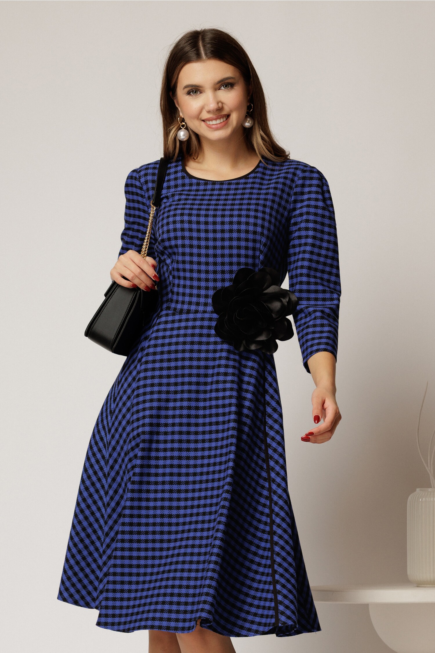 Rochie Office Carou Albastru - Stil Profesional