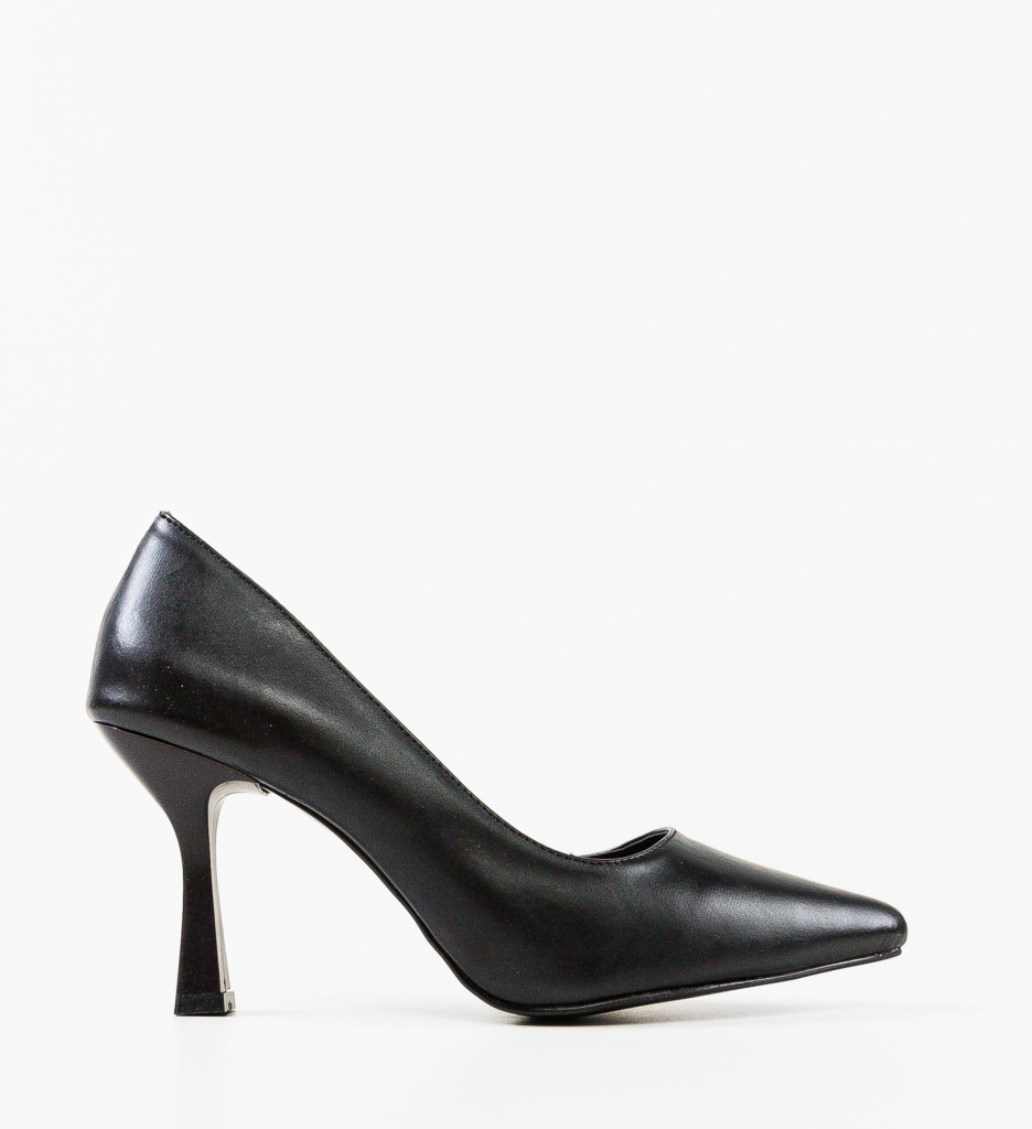 Pantofi Piele Negri cu Toc - Eleganți - imagine 9