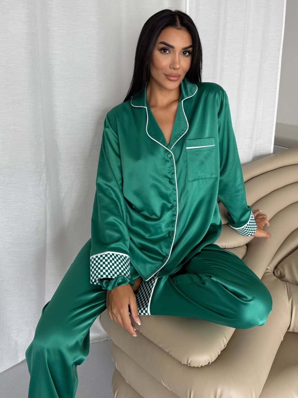 Set Pijama Dama 2 Piese Delis Verde - imagine 4