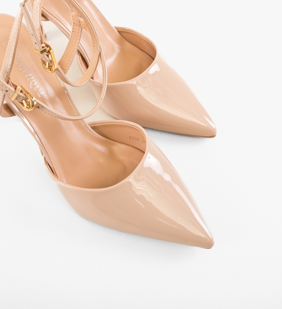 Pantofi Sureha Nude cu toc elegant - imagine 4