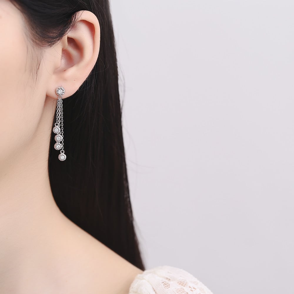 Cercei Lungi Argint Delis | Model Lanturi Elegante - imagine 2