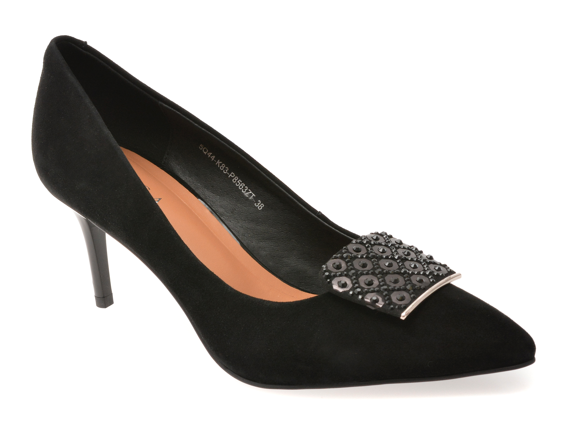 Pantofi Epica Negri Piele Intoarsa