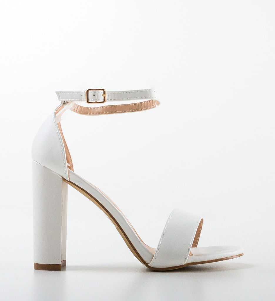 Sandale Nere Albe Elegante cu Toc - imagine 5