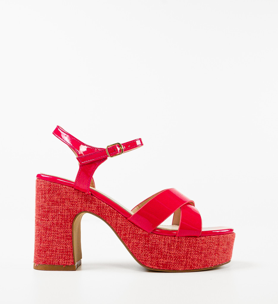 Sandale cu toc Myskyny Fuchsia Elegante - imagine 5
