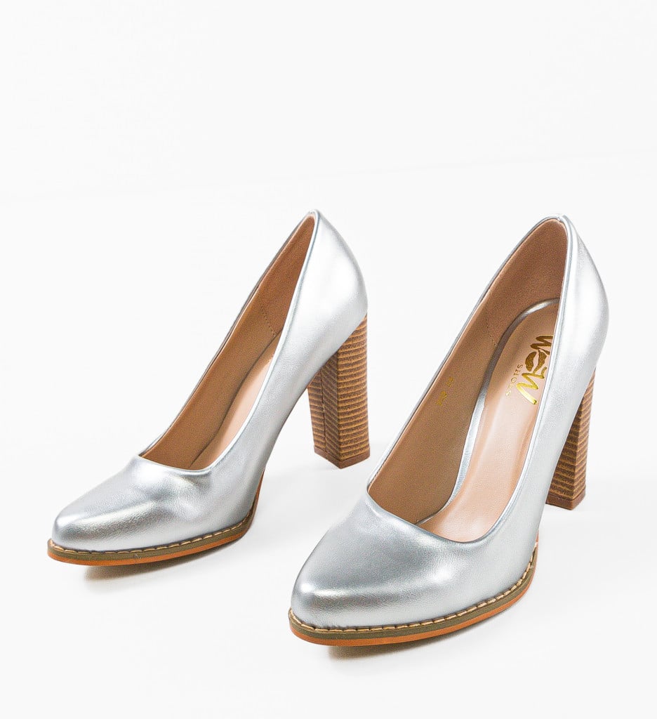 Pantofi Sulfo Argintii Eleganți - imagine 10