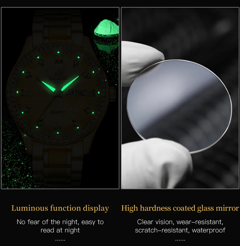 Ceas Olevs CS1711 Barbatesc Argintiu-Auriu Cadran Verde - imagine 5