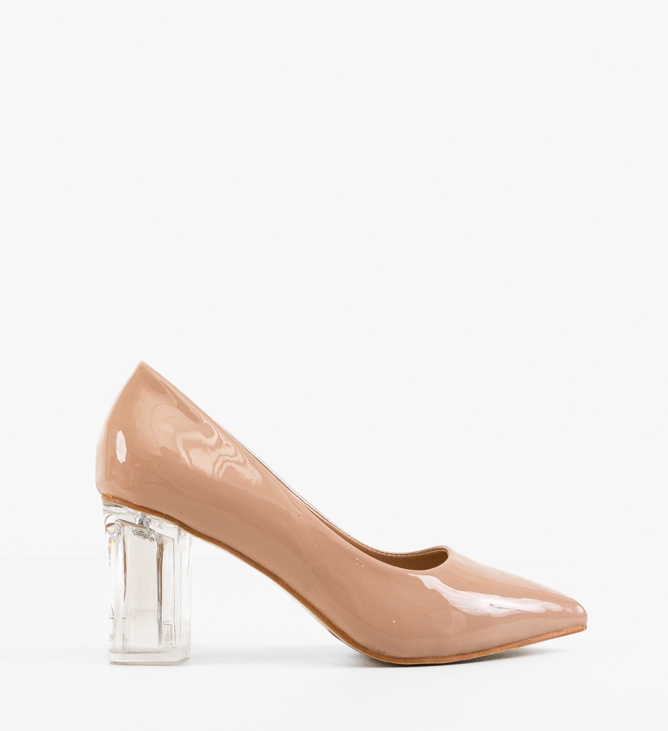 Pantofi Dama Taptop Nude cu Toc Eleganți - imagine 6
