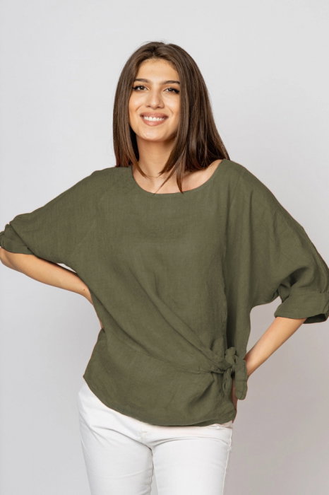 Bluza In Kaki Nod Talie | Shopika