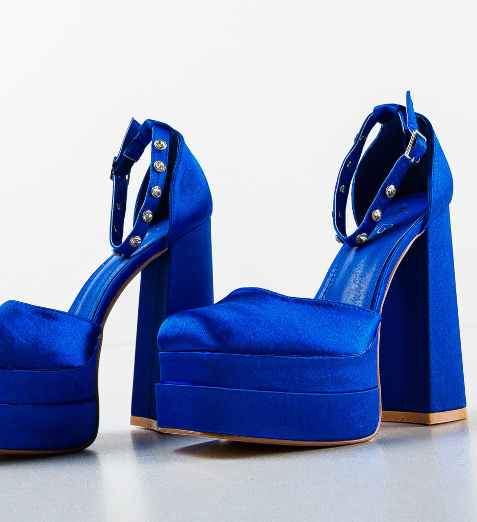 Pantofi Vetyna Albastri cu Toc Elegant - imagine 7