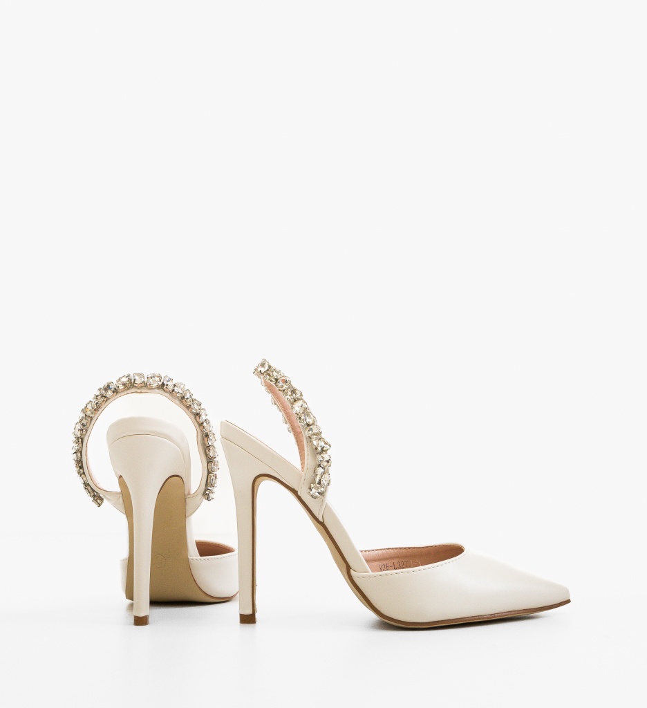 Pantofi Havenot Albi cu Toc Eleganți pentru Ocazii Speciale - imagine 3