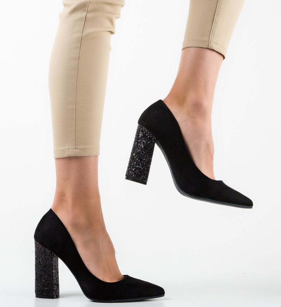 Pantofi Clarke Negri Eleganți cu Toc - imagine 4