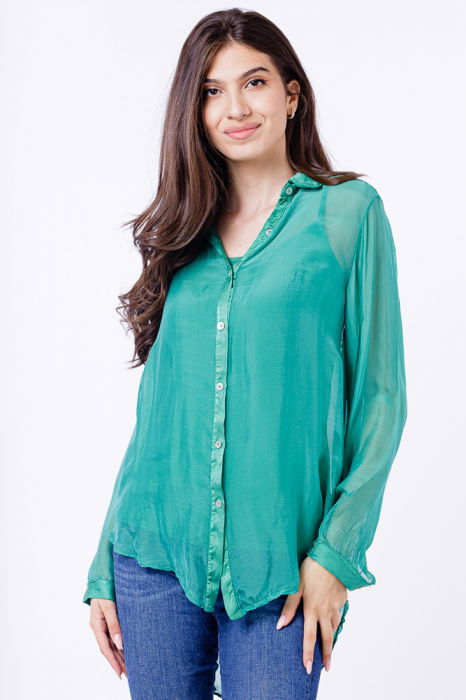 Cămașă Mătase & Vâscoză Verde Shopika | Eleganță