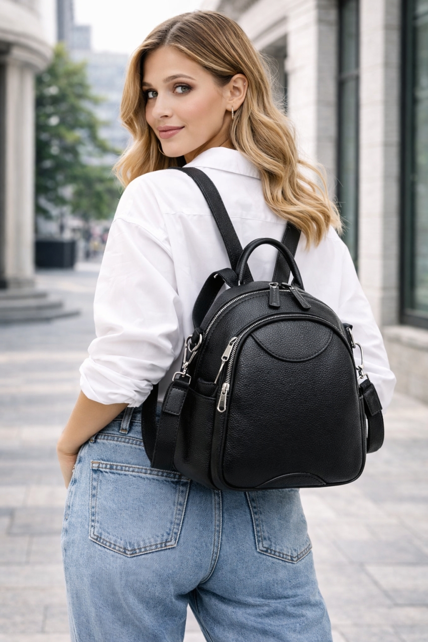 Rucsac Dama Delis Zephyrine GT2856 Negru, Piele Ecologica - imagine 2